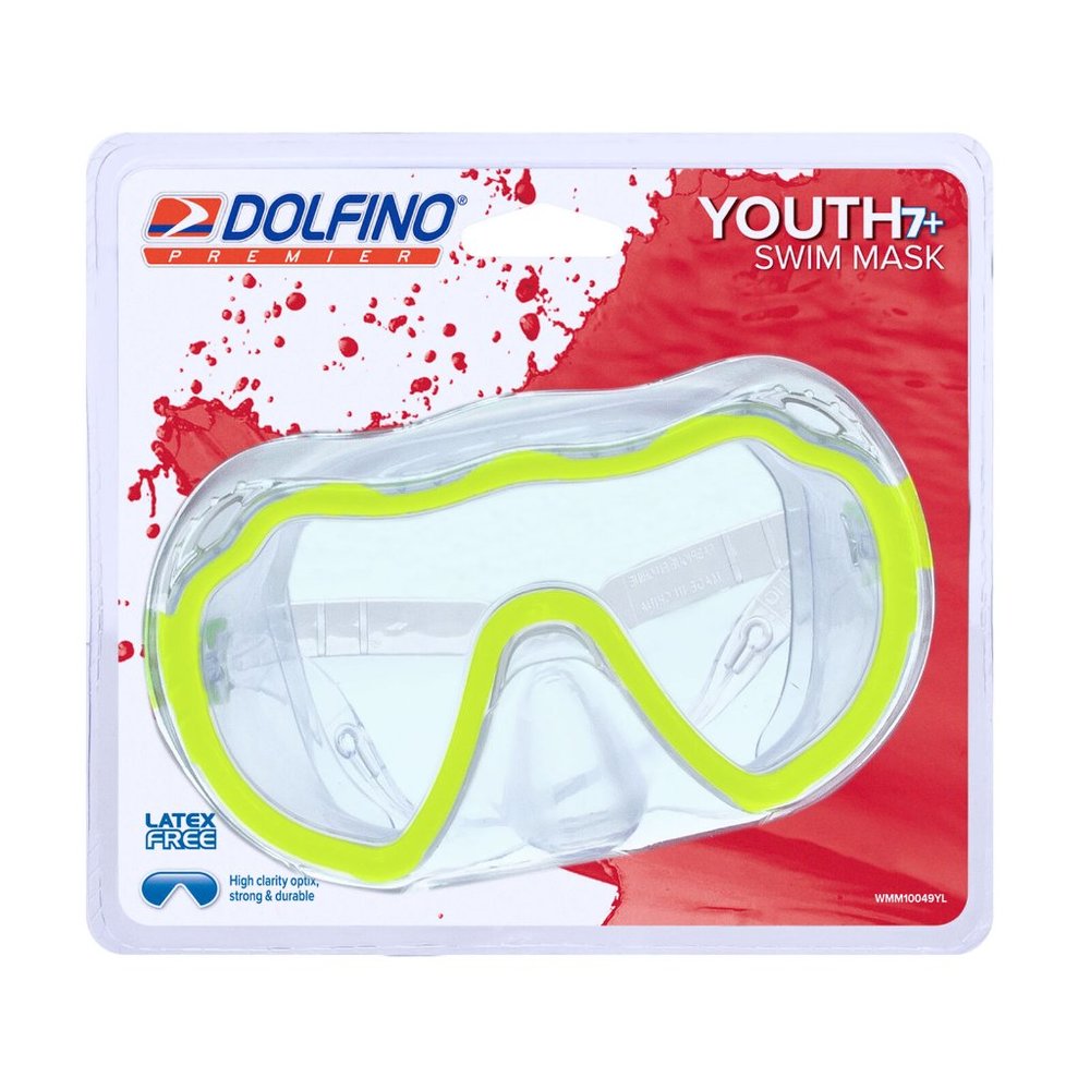 NEW Dolfino Youth Swim Mask Wide Angle View Adjustable Goggles Ages 6 and up